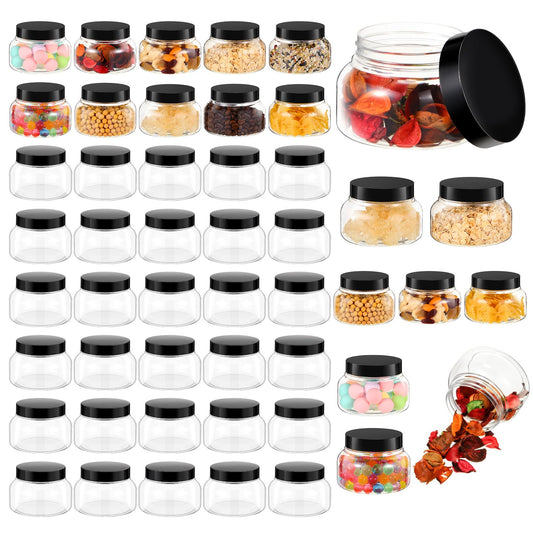 Bokon 96 Pieces 8 oz Plastic Jars with Lids Travel Clear Plastic Cosmetic Containers Refillable Round Lotion Container for Lotion Cream Ointments Makeup Eye Shadow Body Butter