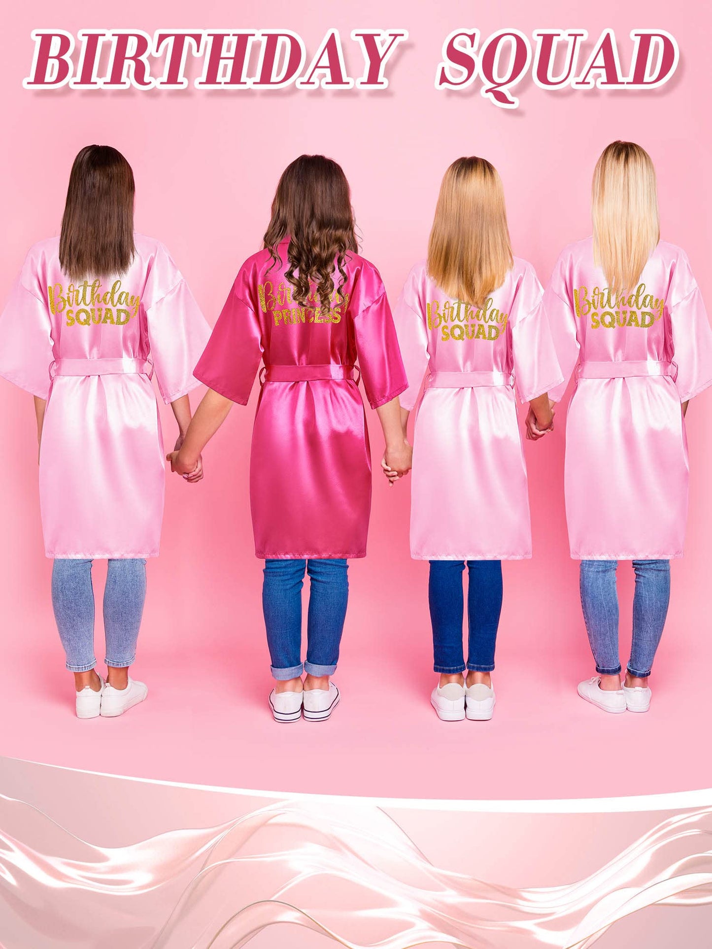 Bokon 40 Pcs Girls Spa Party Supplies 10 Birthday Squad Princess Robe 10 Tote Bags 10 Headbands 10 Spa Masks for Birthday (Size 14)